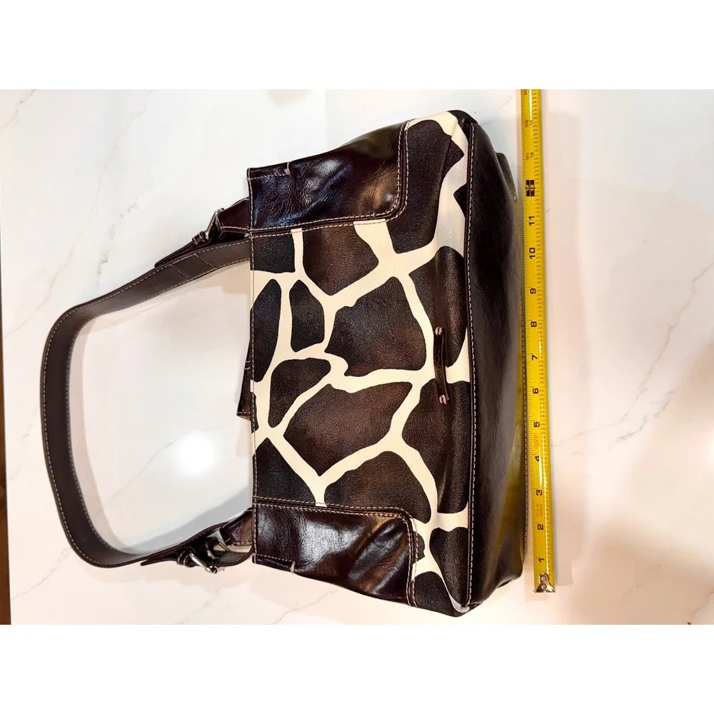 Nine & Co Giraffe Print Handbag and Wallet Set Brown Cream Y2K Vintage Purse - Picture 13 of 16
